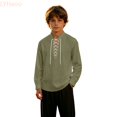 thumbnail image 2 of LYHaoo Boys Long Sleeve Shirt Kids Classic Lace up Theme Tops(3-4 Years), 2 of 7