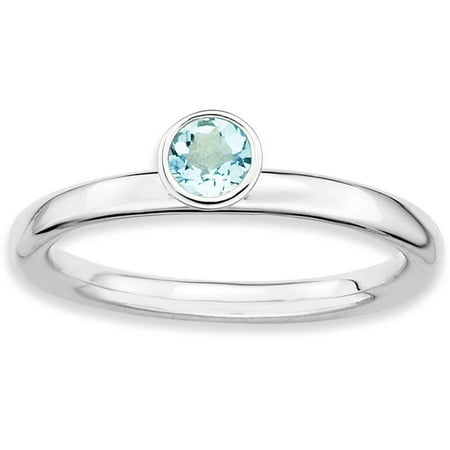 Stackable Expressions High 4mm Round Aquamarine Sterling Silver Ring
