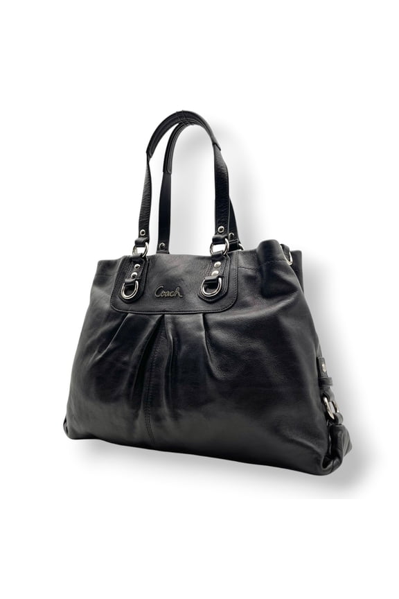 Pre-Owned Coach Ashley Carryall Tote Bag Handbag, Smooth Leather, Black, Silver Hardware, S97