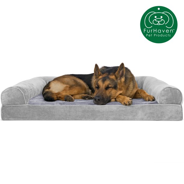 FurHaven Orthopedic Faux Fur & Velvet Sofa Pet Bed for Dogs & Cats