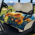 thumbnail image 3 of Psesaysky Golf Cart Seat Covers, Universal Golf Cart Seat Towel Blanket with 4 Front Pockets & Non-slip Bottom Fits for EZGO, Yamaha, Club Car and More 2 Person Seats (Sunflower Oil Art), 3 of 8