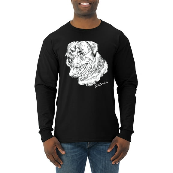 Rottweiler Dog Lover Pet Owner Animal Lover Mens Long Sleeve Shirt, Black, Small