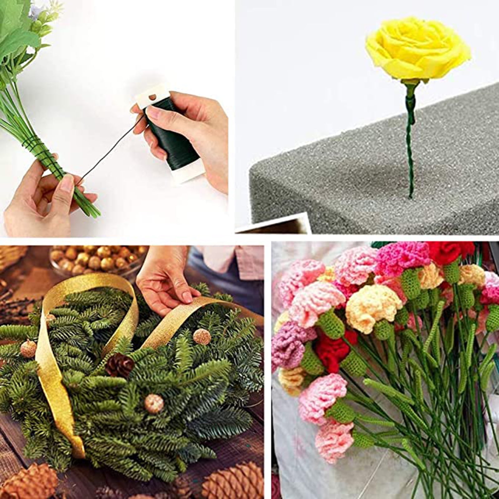 Green Reel Wire Lacquered Florist Rose Wire Roll Floristry Crafts Supplies