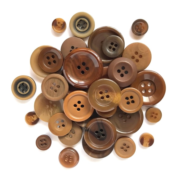 BUTTONS GALORE BIG BAG OF COLORFUL CRAFT & SEWING BUTTONS 4.5 OZ (APPROX 225 PCS) CHOCOLATE BROWN