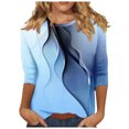 thumbnail image 1 of Besolor Hauts d'Été pour Femmes 2024 Mode Imprimé Col Rond T-Shirts Habillés Décontractés Blouse Manches 3/4 et Hauts, 1 of 5