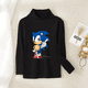 thumbnail image 5 of Camiseta de manga larga con estampado de Sonics para mujer, de color puro, de algodón, informal, con dibujos animados bonitos, de anime, transpirable y absorbente de sudor para niños, 5 of 5