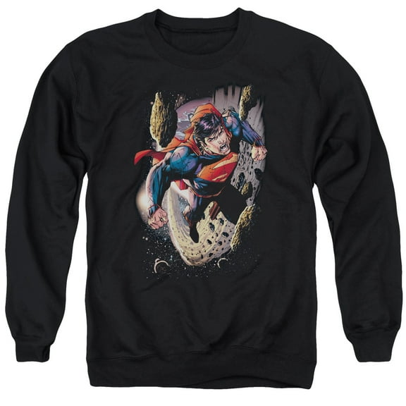 Superman Orbit Adult Crewneck Sweatshirt Black