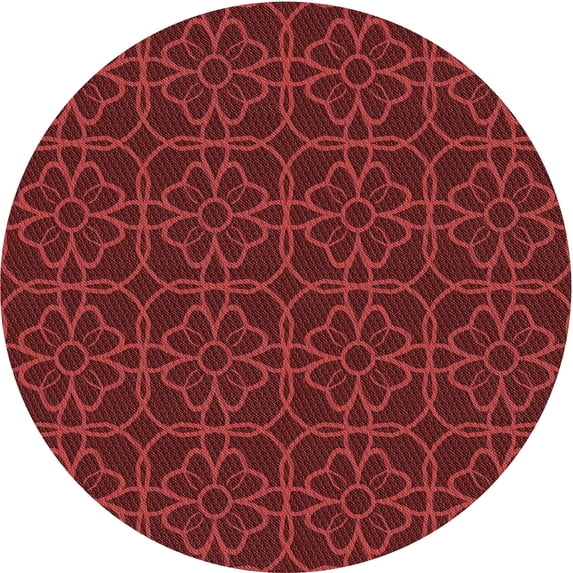 Ahgly Company Machine Washable Indoor Round Transitional Red Area Rugs, 4' Round
