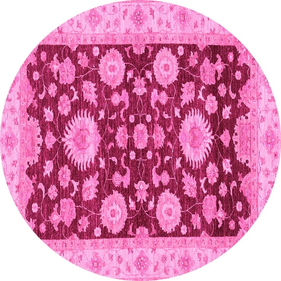 Ahgly Company Indoor Round Oriental Pink Traditional Area Rugs, 8' Round