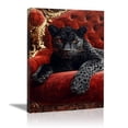 thumbnail image 5 of Mudket Luxury Black Leopard Framed Canvas Wall Art, Red Velvet Gold Animal Print Decor for Home Living Room, Bedroom, Indoor Decor, Ready to Hang - 20"L x 16"W, 5 of 7