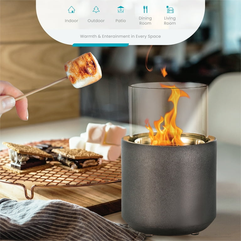 Home Zone Living Concrete Portable Tabletop Round 4.7 Mini Fire Pit Bowl,  Wick Included, Indoor, Outdoor Use, Patio, Deck, Balcony Safe, Ethanol  Alcohol, Smokeless, Long Burning, Fireplace, Soot Free - Walmart.com