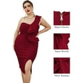 thumbnail image 3 of One Shoulder Ruffle Dress Side Split Bodycon Bandage Dress Wedding Guest Dress, 3 of 6