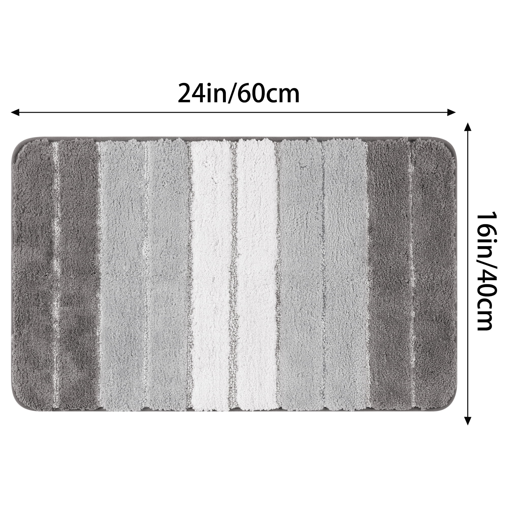 Unique Bargains Non Slip Bathroom Rug Water Absorbent Soft Shaggy Rubber Back Bath Rugs Grey 16" x 24"