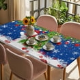 thumbnail image 3 of Navy Blue Christmas Table Cloths for 4 Foot Rectangle Tables, Snowman Xmas Tree Ball Snowflake Patio Waterproof Elastic Fitted Tablecloths, Washable Rectangular Table Cover for Camping, 3 of 8