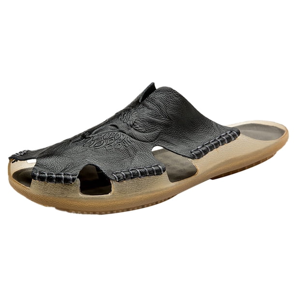 Sandalias de piel de vaca para hombre Baotou de gran tamaño, zapatos de playa antideslizantes, sandalias informales para hombre Wmkox8yii 123q414