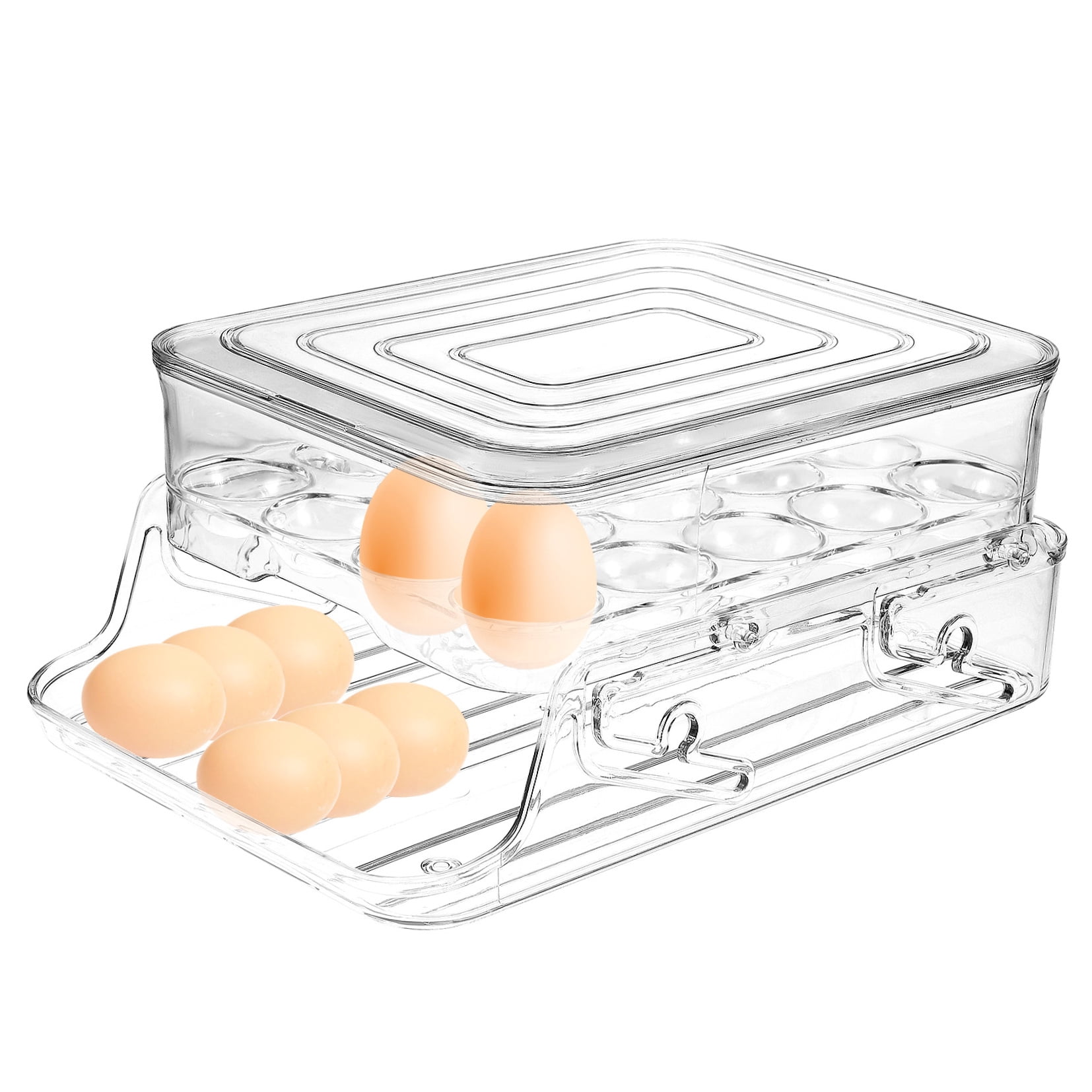 Raindrops Transparent PET Egg Holder with Double Layer Design for Flexible Storage and Easy Observation 2Layer 7.8"x4.3"x2.8"