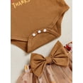 thumbnail image 6 of Baby Girls Thanksgiving Outfits Letter Long Sleeve Romper with Turkey Print Tulle Mini Skirt and Bow Headband, 6 of 7