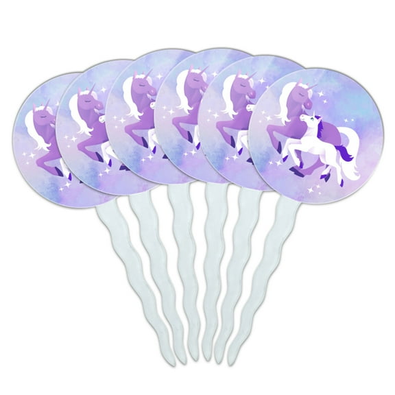 Magical Mom Unicorn and Baby Cupcake Picks Toppers Decoration Set of 6