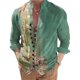 thumbnail image 2 of Men Casual Flower Print Loose Long Sleeve Button Down Tops Blouse Dress Shirt, 2 of 8