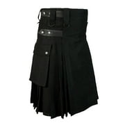 jsaierl Men's Gothic Kilt Men's Sport Utility Kilt Scotland Gothic Fashion Pleated Kendo Pocket Skirts Scottish Clothing