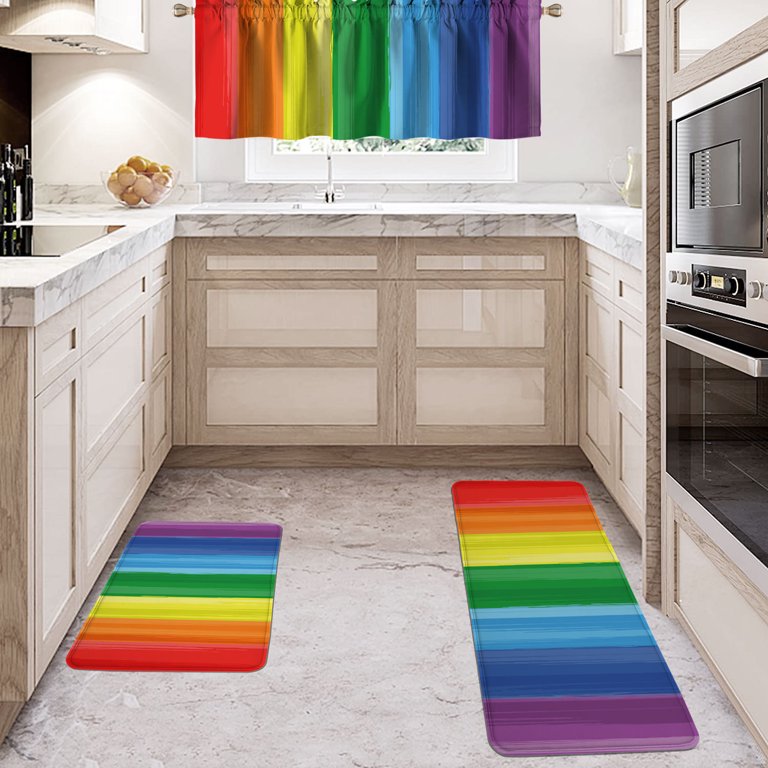 Colorful Kitchen Rug, Non-slip Kitchen Mat Waterproof Kitchen Rugs