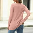 thumbnail image 6 of Tops for Women Spring Fall Trendy Solid Color V-Neck Long Sleeved Tee Shirts Stretch Comfy Relaxed Fit Workout Tunic Blouses, 6 of 6