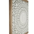 thumbnail image 5 of DecMode White Wooden Intricately Carved Mandala Floral Wall Decor, 5 of 9
