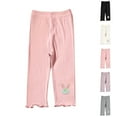 thumbnail image 2 of Utoimkio Toddler Girls Solid Color Capri Leggings Stretchy Home Lounge Pants for Kids Daily Wear Size 1-7T, 2 of 6
