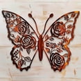thumbnail image 3 of Floral Butterfly Metal Wall Art, Garden Steel Decor, 3 of 7