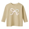 thumbnail image 4 of Tfken Summer Girls Tshirts 3/4 Sleeve Bowknot Print Crew Neck Tops Fashion Daily Wear Toddler Soft Tops Beige Size 6-7 Years, 4 of 4