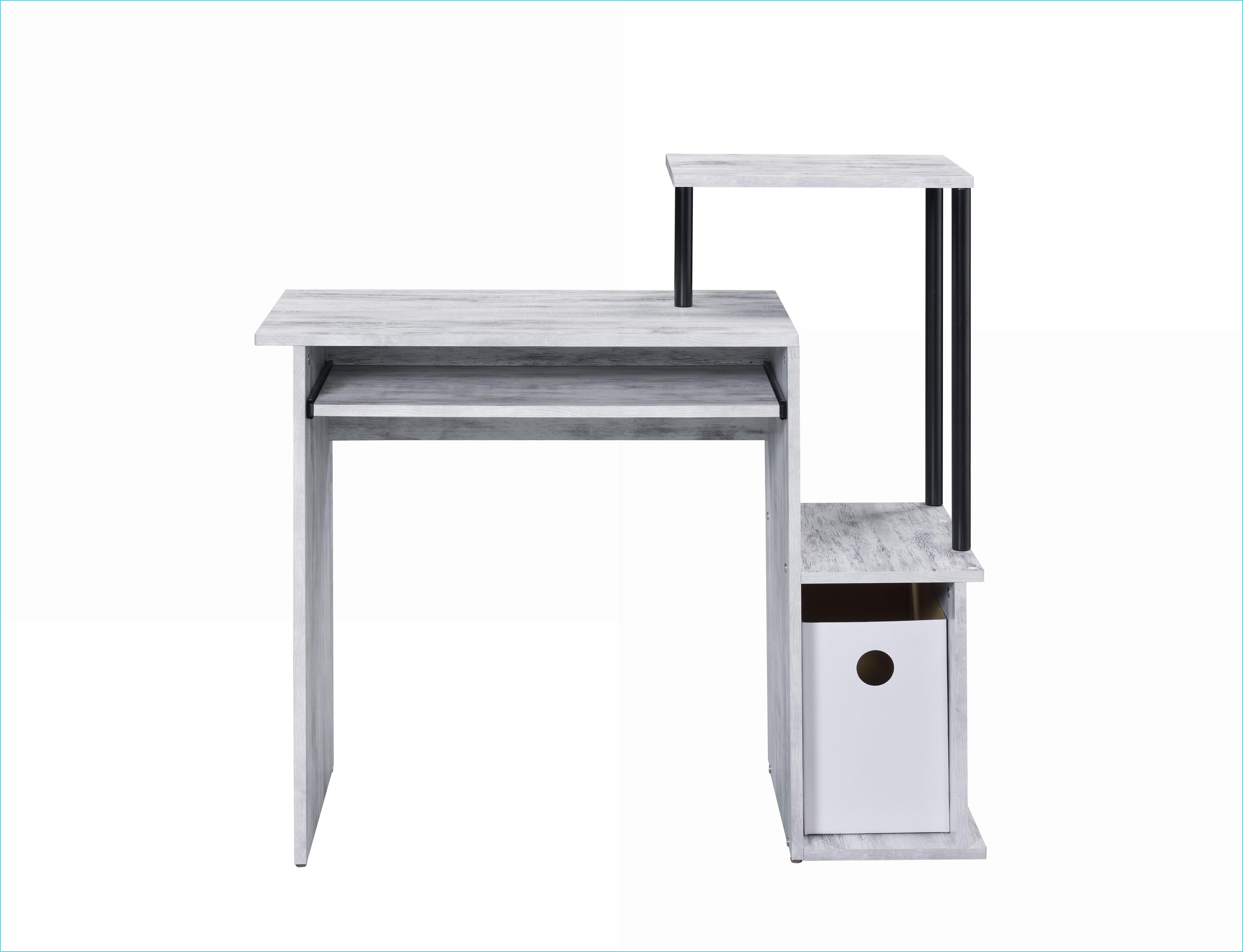 Computer Desks with Keyboard Tray, Storage & Shelf | Antique White & Black | Metal & Synthetic Wood