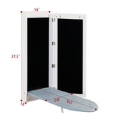 Facilehome Wall Mounted Ironing Board with Full-Length Mirror, Fold-Out Space-Saving Cabinet, 13.98 x 3.74 x 37.4, White