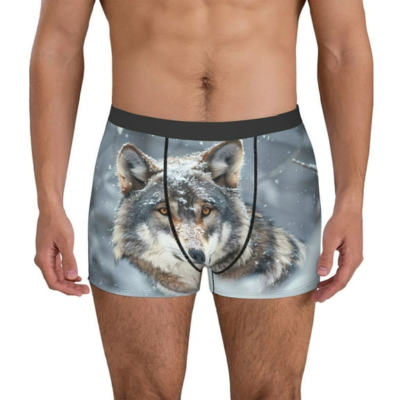 Naloa Majestic Snowy Wolf Mens Underwear - Boxers for Men, Mens Boxer Briefs, Classic Briefs for Men-Small