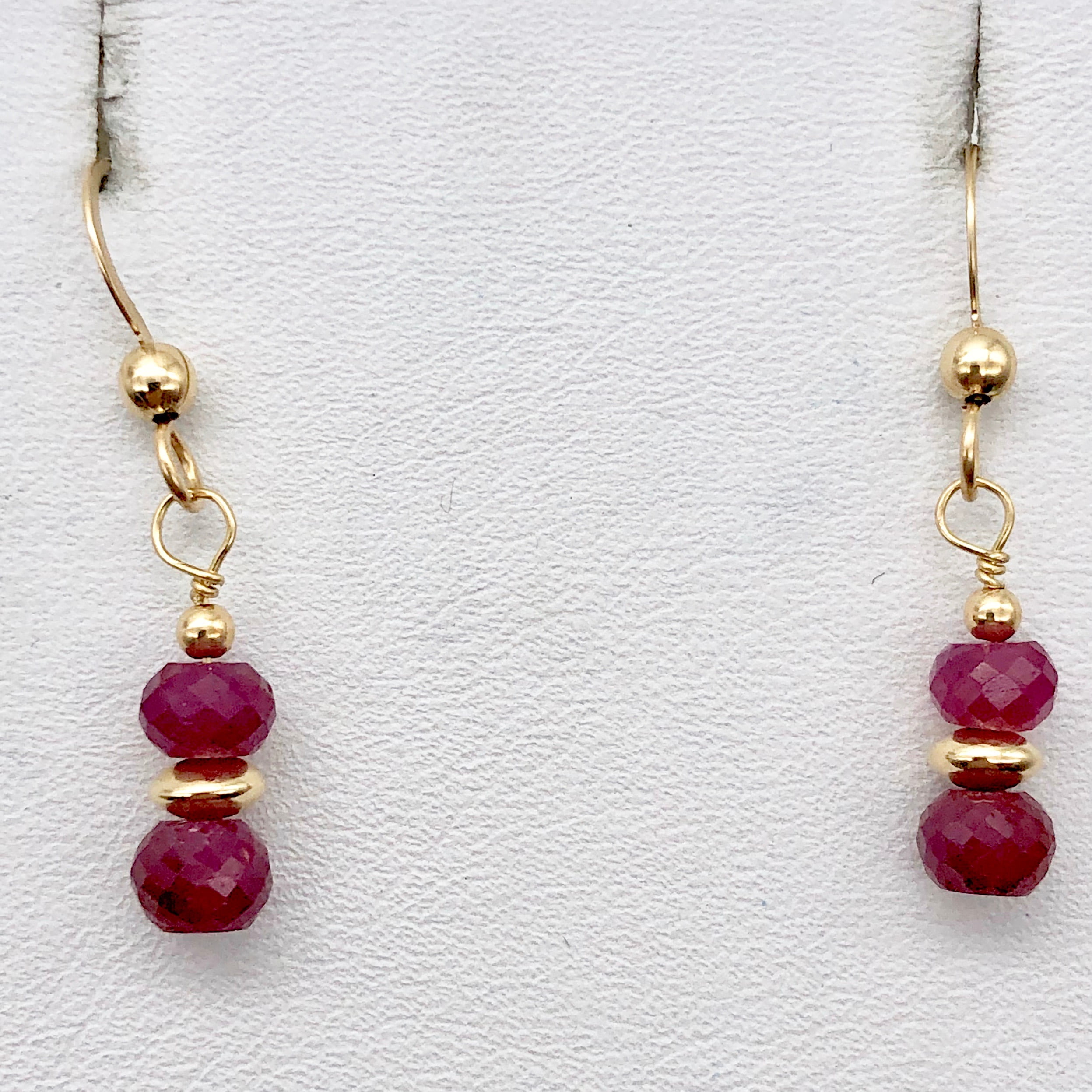 22K Gold Uncut Diamond Jhumkas - Dangle Earrings with Ruby , Emerald & Beads  - 235-DJH009 in 16.800 Grams