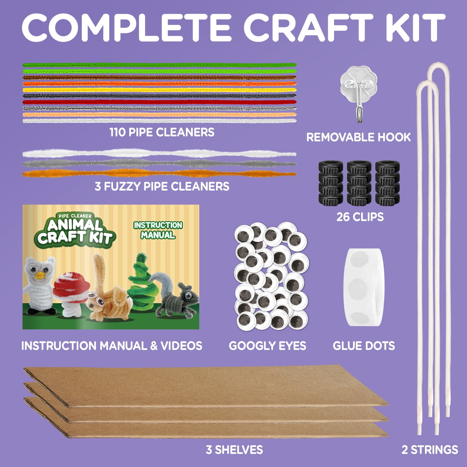 Arts and Crafts Kit for Kids Ages 4-8 - Create 21 Animal and Flower Fi –  Learn & Climb