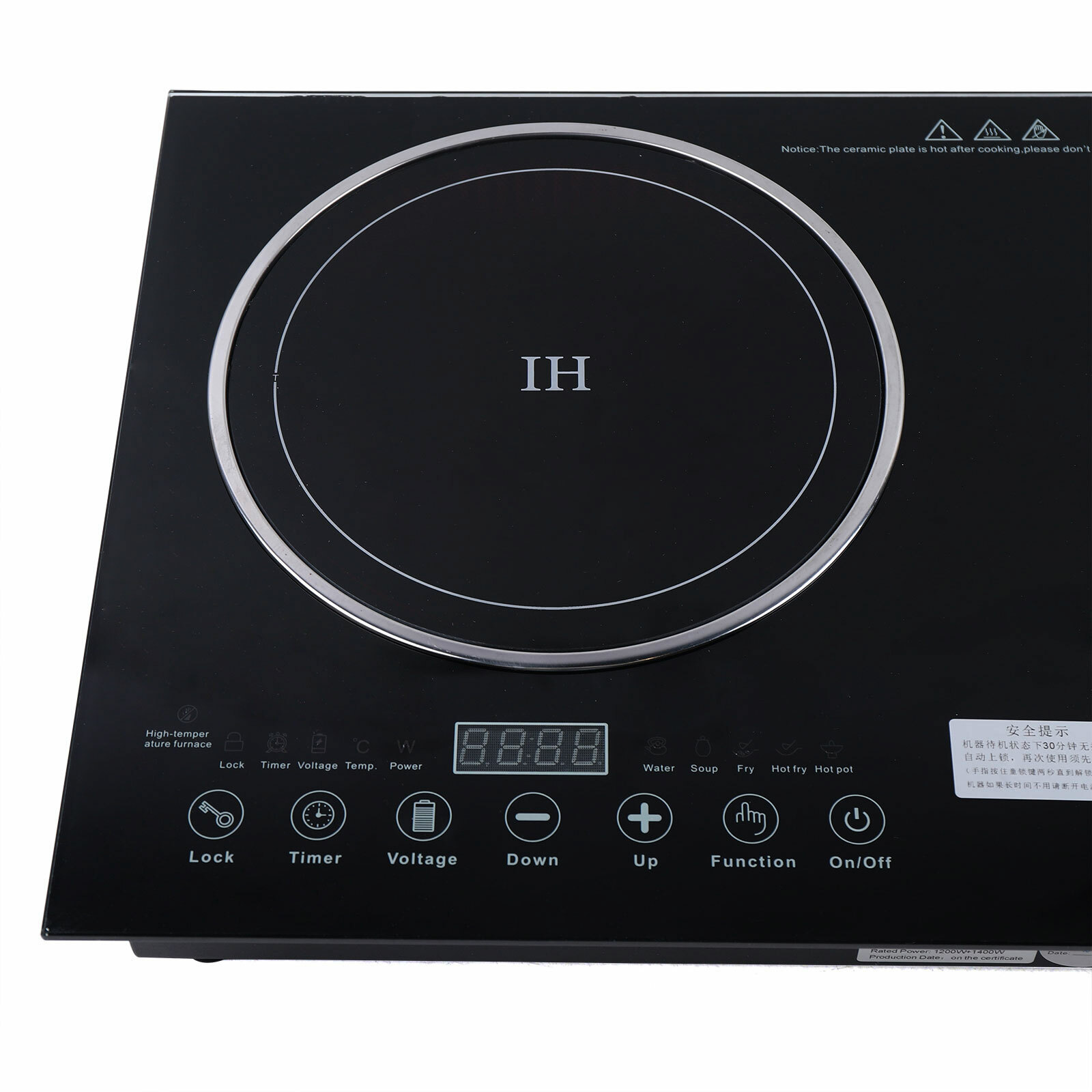110V Portable Multifunctional Countertop Double Burner Digital Sensor Touch Electric Smoothtop Stove Digital Countertop Double Burner Cooktop with Safety Lock Black