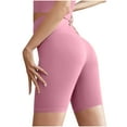 thumbnail image 2 of Miluxas Tummy Control Compression Shorts for Women,High Waist Workout Biker Shorts Pink L(L), 2 of 9