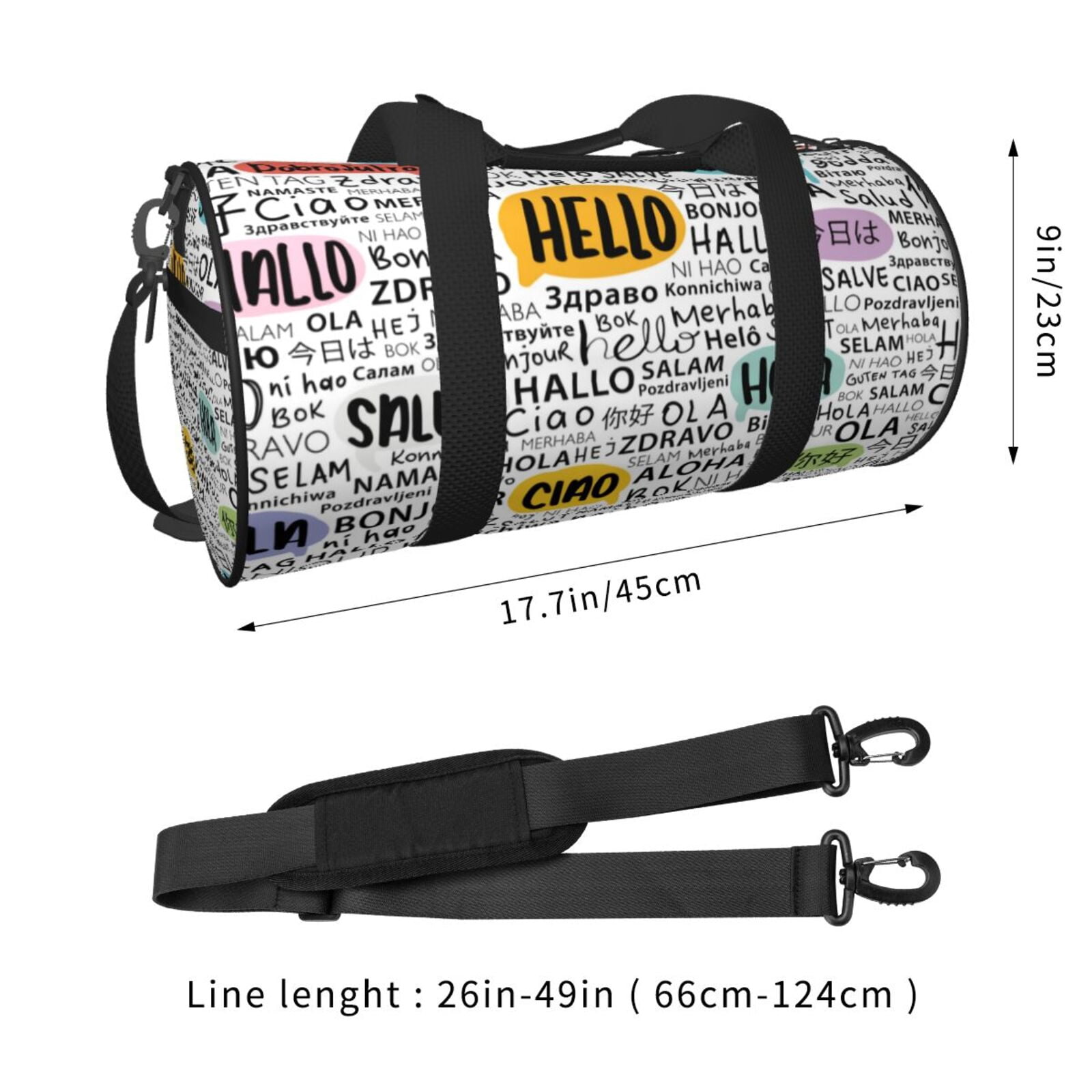 Vsdgher Hello 45L Foldable Duffel Bag, Sports Gym Bag,Overnight Bag, Portable Weekender Bag for Airplanes