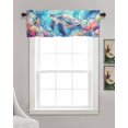 thumbnail image 3 of Turtle Kitchen Valances for Windows Farmhouse Linen Window Valance Curtain for Living Room Window Treatment Coastal Ocean Coral Gradient Watercolor Valance Rod Pocket Topper Drape, 60 x 18 Inch, 3 of 6