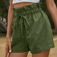thumbnail image 4 of Women's Cotton Linen Shorts High Waist Loose Breathable Casual Shorts, 4 of 8