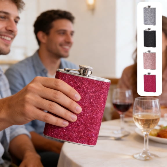 Metal Flask Black Stainless Steel Whiskey Flask with Leakproof Cap Portable Outdoor Drink Container for Men and Women(1Pcs) JASKFLY