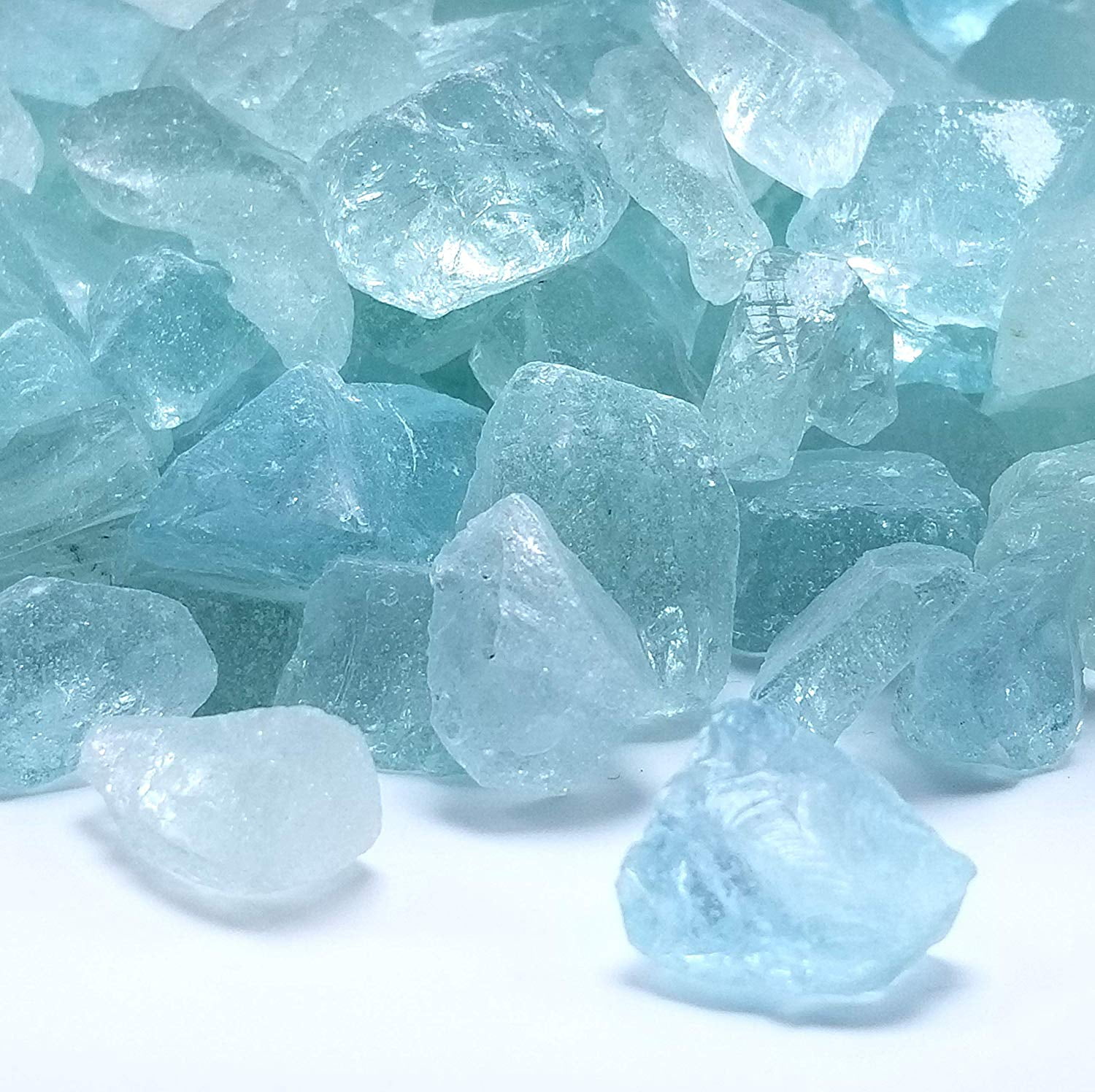 TUNDRA BLUE ICE 1/2" Large Fireplace Fire Pit Fireglass Glass Crystals 1/4" 
