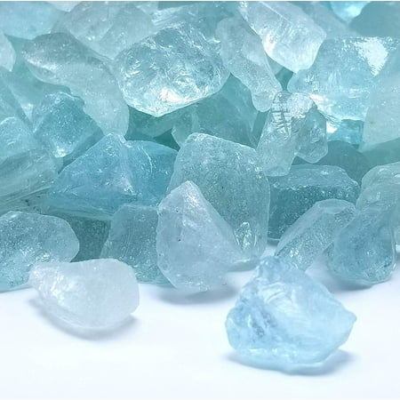 Glacier Aqua Ice Blue Premium Crushed Fire Glass Rock 5 Pound