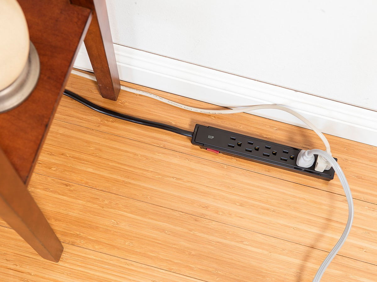 Monoprice 6 Outlet Surge Protector Power Strip - 2 Feet - Black (2 Pack) Heavy Duty Cord | UL Rated, 201 Joules, 1800-watt capacity