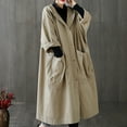 thumbnail image 4 of Joernso Spring Autumn Women Trench Coat Solid Color Loose Hooded Streetwear Literary Style Single Breasted Windbreaker Overcoat for Working, 4 of 8