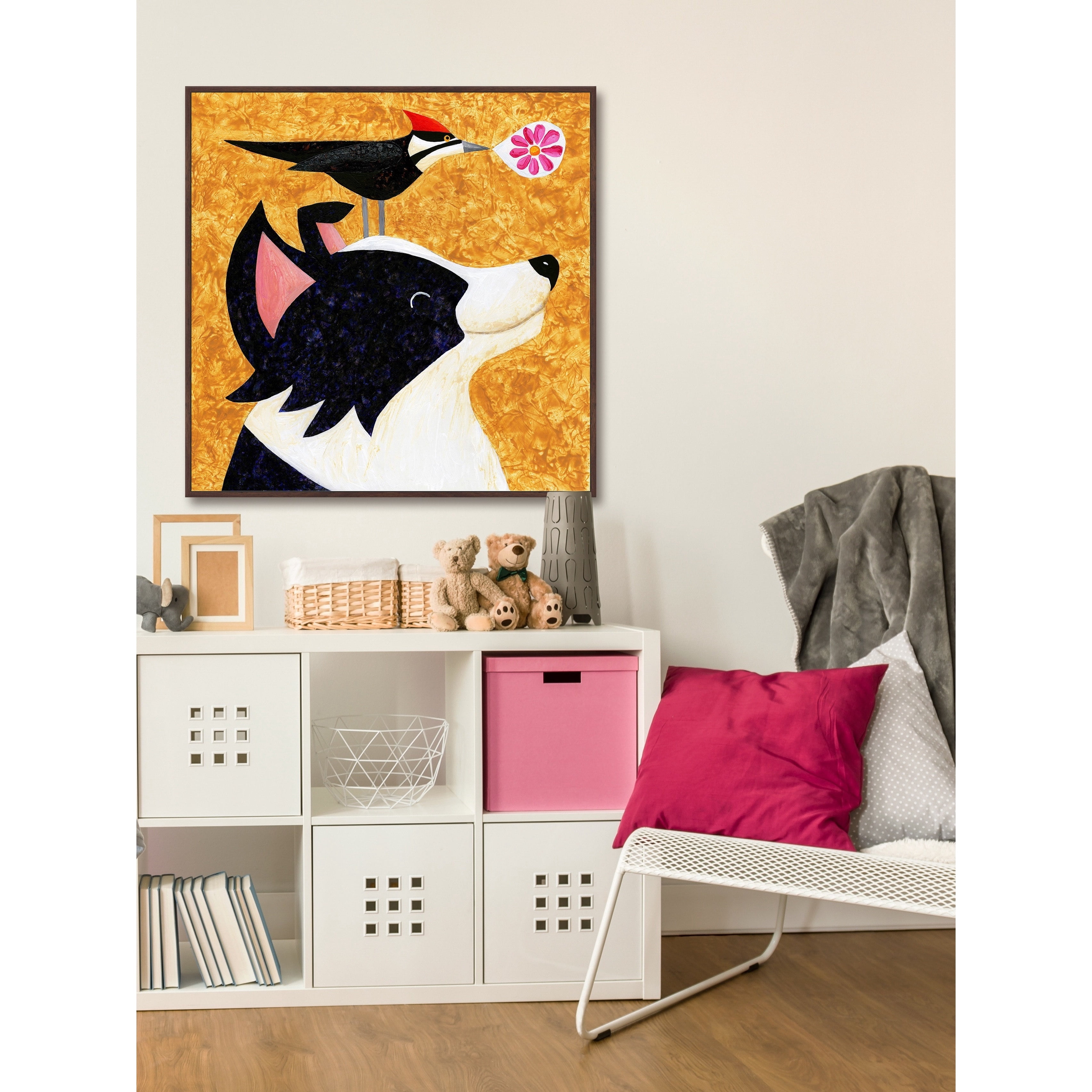 Marmont Hill - "Wood You Be My Friend" by Janet Nelson Floater Framed Painting Print on Canvas