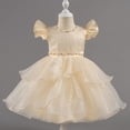 thumbnail image 2 of ZACPNCV Girl Flower Dress Flower Design Princess Wedding Dress for Toddler and Baby Girl Beige 2-3 Years, 2 of 9