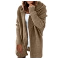thumbnail image 4 of Kcodviy Women's Solid Color Hooded Cardigan Plus Size Open Stitch Batwing Sleeve Open Cardigans for Women Plus Size Sweater Cardigan Coat, 4 of 4