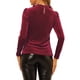 thumbnail image 3 of INSPIRAR CHIC Blusa de Cuello Volante para Mujer con Mangas Largas de Puff Top de Terciopelo con Puntos Metálicos XL Burdeos, 3 of 7