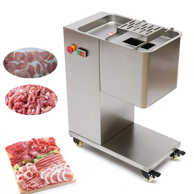 Denest Commercial Meat Cutting Machine 550W 3mm Meat Cutter Slicer Restaurant 500kg/h, Size: One size, Silver
